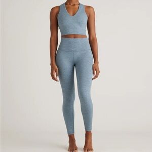 Quince ladies heathered blue ultra soft workout set